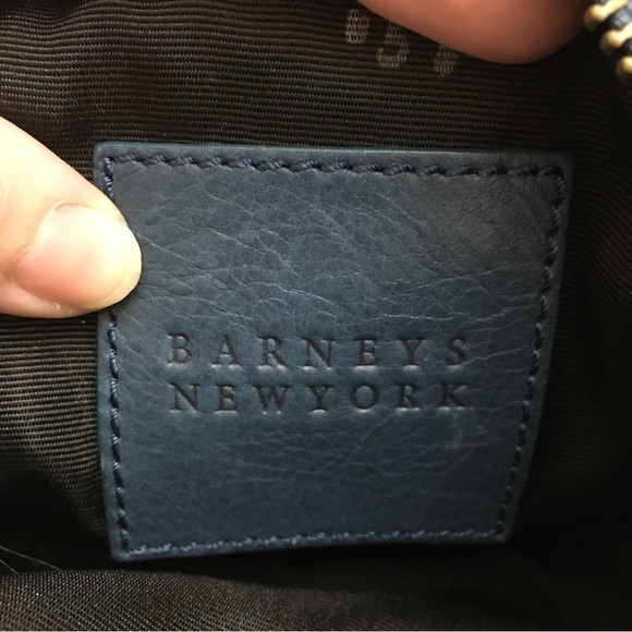 Barneys New York Blue Leather Studded Camera Bag Crossbody - Picture 7 of 11